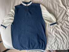 Velobici Cycling Size Medium Blue Merino Wool Knit Short Sleeve 1/4 Zip Jersey