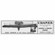 GOVAN Alex Chaplin & Co; Crane Manufacturer - Antique Advert 1909