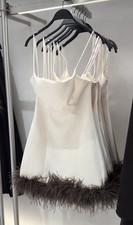 Zara Satin Feathered Dress In