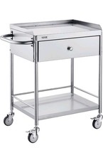 VEVOR 2-Tier Stainless Steel Cart Mobile Lab Utility Cart with A Drawer 220 lbs