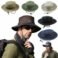 Outdoor Mens Women Sun Hat Safari Bush Boonie Hiking Fishing Cap Large wide brim
