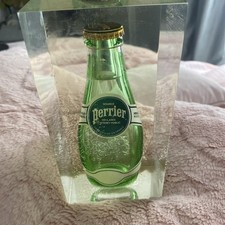 Vintage PERRIER Water Bottle in Lucite Advertising Display Paperweight 70s 80s