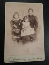 Cabinet Photo - Woman & 2 young girls (F Southwell, Battersea Park Road) Vintage