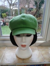 Hand Made Green Cotton Butcher's Boy Cap By Artlove Contrast Cotton Lining  NWOT