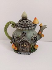 Fairy House shaped like a teapot Ornamental use only doesn't light up 8 in tall 