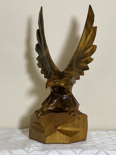 Vintage hand carved wood eagle - vintage,