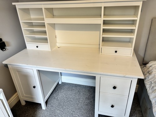 Ikea hemnes desk white wood - white,