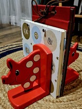 Vintage Wooden Pig Bookends -