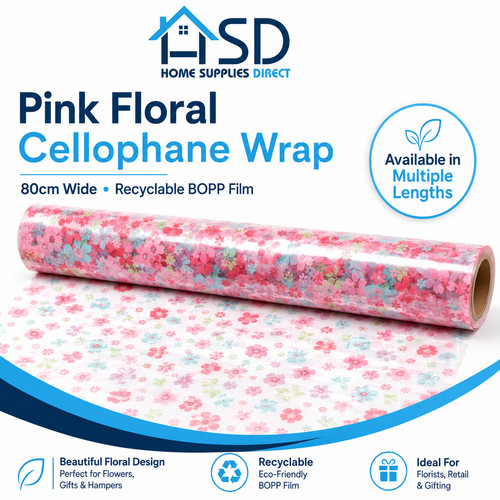 80cm wide cellophane pink - 80cm,