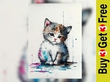 Adorable Watercolor Kitten Art