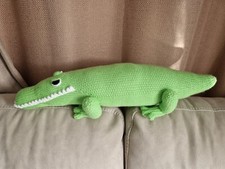 HAND KNITTED 23" LIME GREEN CROCODILE SOFT CUDDLY TOY - GIFT IDEA