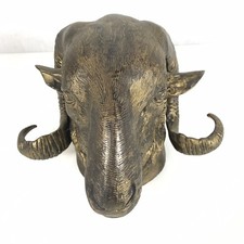 20th Century Bronze Rams Head Wall Sculpture 2.1kg 18cm X 20cm