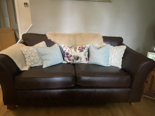Brown leather sofa - brown,