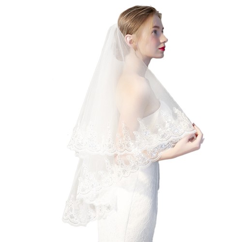 Two layer lace wedding veil - two,