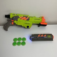 Nerf Vortex Lumitron Disc Blaster 10 Round Firefly Clip Working with discs