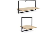 Habitat Loft Living Set of 2 Metal Surround Shelves-Dark Oak.