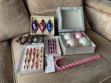 Vintage Glass Christmas Baubles And Icicles Joblot