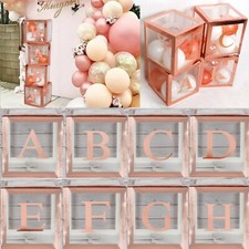 ROSE GOLD BALLOON BOX TRANSPARENT BIRTHDAY BABY SHOWER WEDDING DECORATIONS FOIL