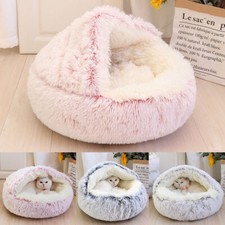 Pet Dog Cat Bed Round Plush Kitten Warm Sleeping Nest Bed Cat Igloo Cave House