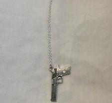 Share Sterling Silver 925 Chain & Gun Pendant – Pistol Charm Necklace – Hallmark