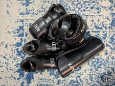 Blitz Sparring Kit Shin Guards Foot Guards And Gloves With M A.R Head Guard