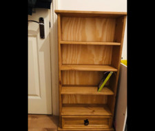 Rustic Wooden Bookcase Solid Wood Display Unit Small Storage Drawer Side Cabinet