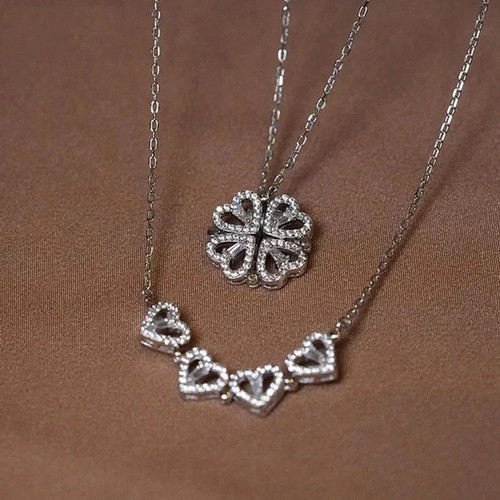 Heart four leaf clover zircon - leaf,