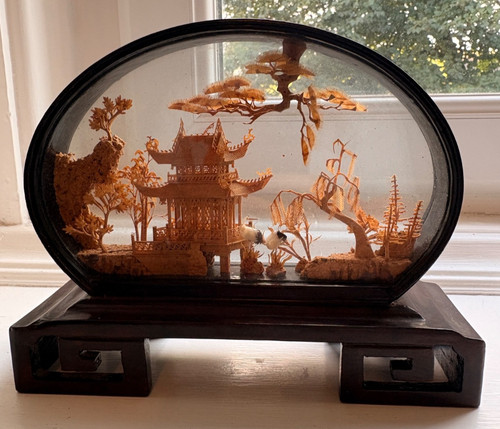 Vintage chinese cork carving - vintage,