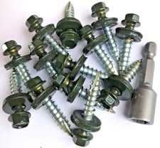 TEK ROOFING SCREWS BOLTS  FIX CORRUGATED SHEET TO TIMBER JUNIPER GREEN FREE BIT