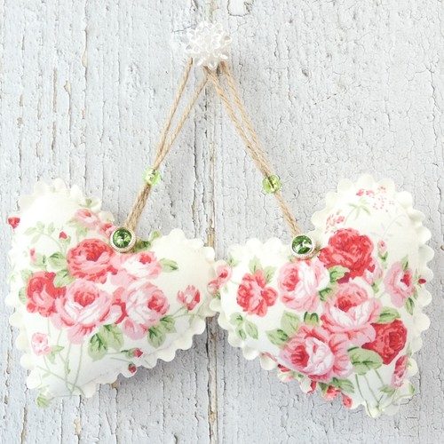 Pink rose handmade fabric - 2x,