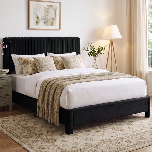 Velvet upholstered bed - velvet,