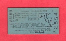 London Transport Railway Ticket - 1 day Car Parking - Perivale - 1986