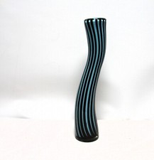 the art of glass black blue tube vase 29.5cm VGC