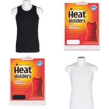 Mens Heat Holders Thermal underwear Sleeveless Ribbed Vest Top Seamless Body