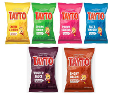 Tayto 36x25g Mix Box Potato Flavoured Chips (Cheese & Onion, Smoky Bacon & more)