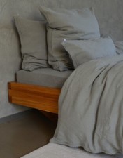 Linen Bedding Set, Grey, 155 x