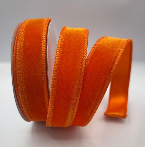 25mm wired orange velvet - orange,