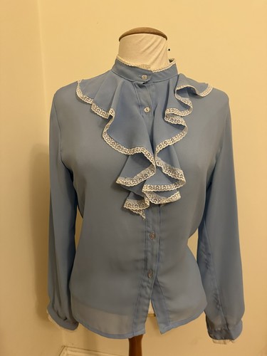 Baby blue blouse vintage - blouse,