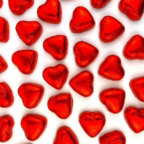 Red foil chocolate hearts - foil,