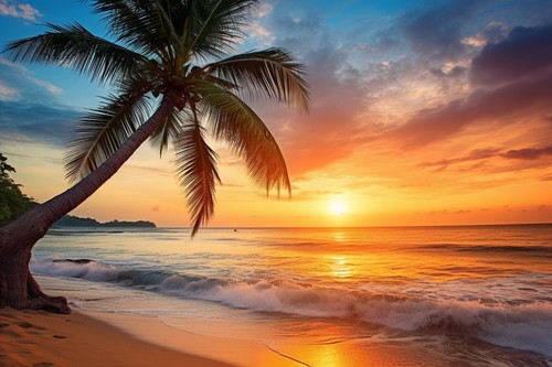 Tropical beach sunset seascape - sunset,