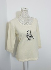 Marilyn Moore Just a Few Bird Pure Cashmere White Jumper Size 16