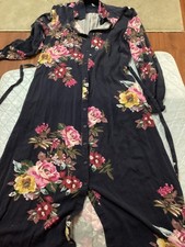 Joules Blue Floral long front button Dress Size 14