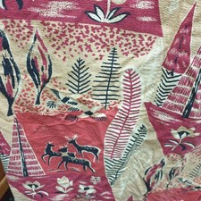 vintage 1950s 1960s Barkcloth