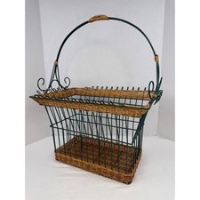 Vtg Green Wire Wicker Woven