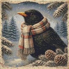 Blackbird comfort the cold - in,