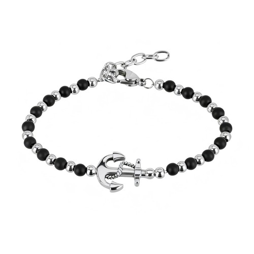 Men anchor bracelet black - bracelet,