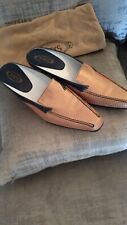 TOD'S Navy And Tan Kitten Heel Mules Size 39 6