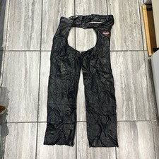 Black leather Harley Davidson biker chaps pants XL