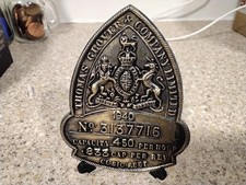 1940s  Vintage  Brass Commercial Gas Meter  Machine Manufacturers Plaque Sign.