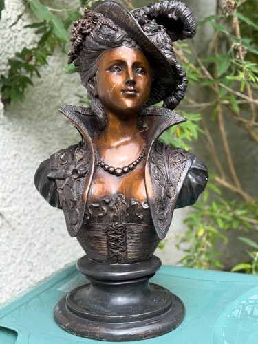 Antique bronze french bust - bronze,